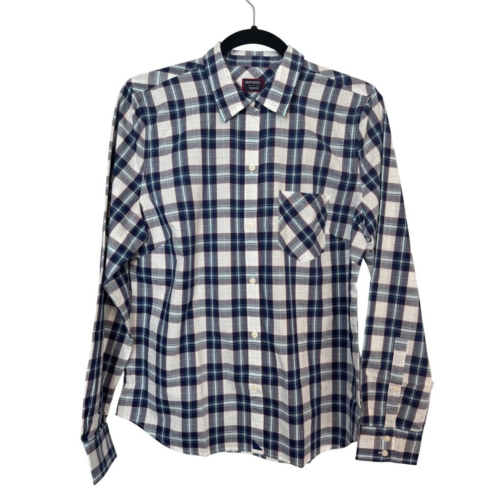 2/$30 NWT Untuckit Size 6 Women’s Sorbo Blue & White Plaid Long-Sleeved
